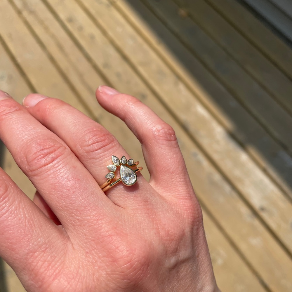 Moissanite Ring Stack set - 1.2 ct pear cut, size 7.5